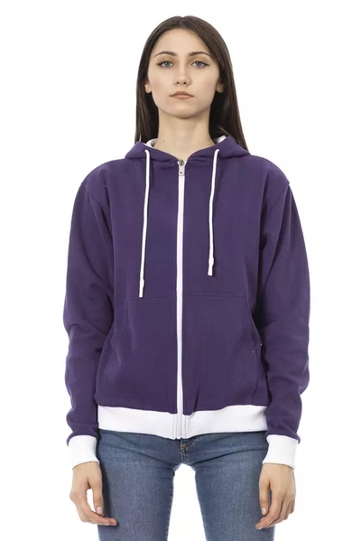 Baldinini Trend Chic Purple Cotton Hooded Women's Sweater