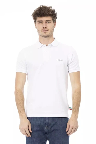 Baldinini Trend Chic White Embroidered Polo With Short Men's Sleeves