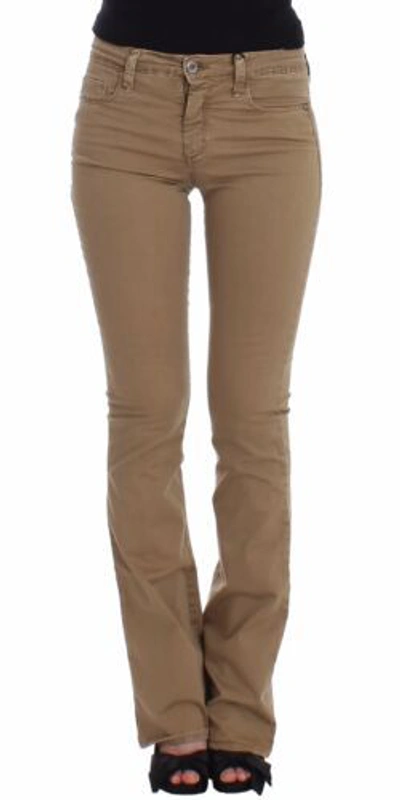 Costume National Beige Straight Leg Denim Pants Stretch Women's Jeans