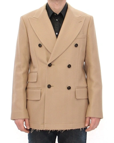 Dolce & Gabbana Beige Double Breasted Coat Jacket