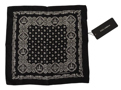 Dolce & Gabbana Royal Crown Silk Scarf For Men's Men In Black