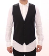 Dolce & Gabbana Black Striped Wool Single Breasted Vest In Black