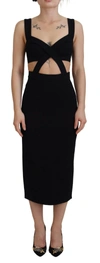 Dolce & Gabbana Black Cut Out Sleeveless Bodycon Midi Dress In Black