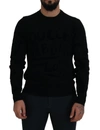 Dolce & Gabbana Black Wool Logo Pattern Crewneck Pullover Sweater In Black
