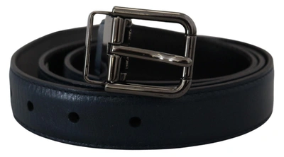 DOLCE & GABBANA DOLCE & GABBANA ELEGANT DARK BLUE LEATHER MEN'S BELT