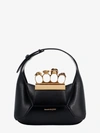 Alexander Mcqueen Mini Jeweled Leather Hobo In Black