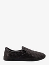 Bottega Veneta Leather Slip-on Sneakers With Intrecciato Motif In Black