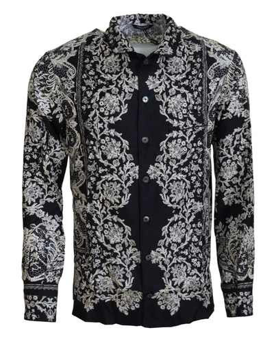 DOLCE & GABBANA DOLCE & GABBANA ELEGANT SATIN FLORAL BAROQUE MEN'S SHIRT