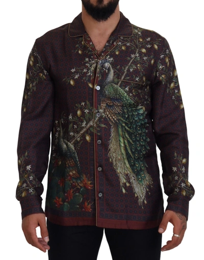 DOLCE & GABBANA DOLCE & GABBANA ELEGANT SILK SATIN MEN'S PAJAMA STYLE MEN'S SHIRT