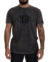 DOLCE & GABBANA DOLCE & GABBANA ELEVATED GREY COTTON TEE WITH DISCOLORED DG MEN'S LOGO