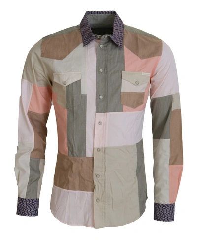 Dolce & Gabbana Multicolor Cotton Patchwork Slim Shirt