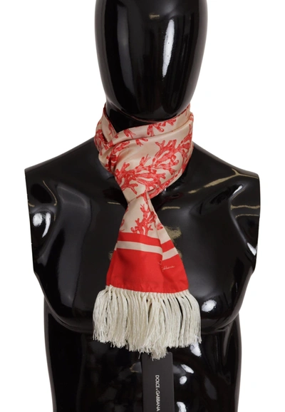 DOLCE & GABBANA DOLCE & GABBANA ELEGANT SILK MEN'S SCARF WRAP - RED CORAL MEN'S PRINT