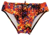 Dsquared2 Multicolor Logo Printed Men Swim Brief Swimwear In Multicolor