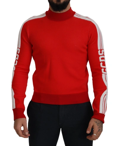 GCDS GCDS ELEGANT RED PULLOVER SWEATER FOR MEN'S MEN