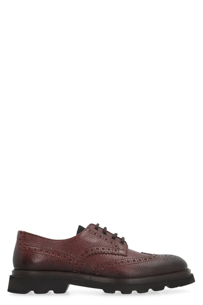 Doucal's Elen Leather Lace-up Shoe In Burnt