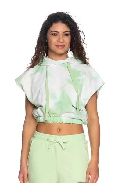 Hinnominate Apple Green Brushed Tie-dye Sleeveless Women's Hoodie