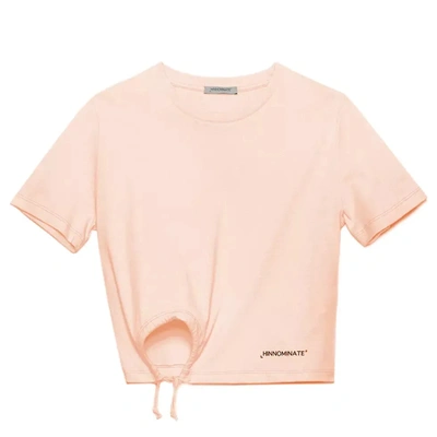 Hinnominate Chic Short Cotton Tee With Knotted Women's Detail In Pink