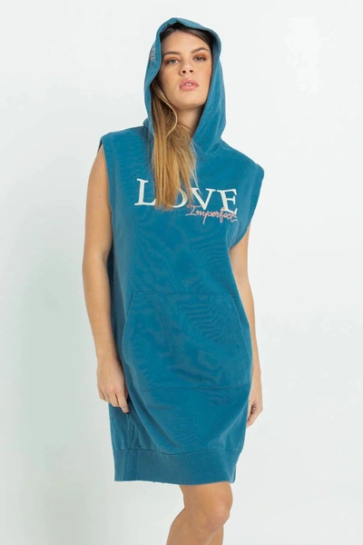 IMPERFECT IMPERFECT CASUAL BLUE MAXI HOODED CAMISOLE WOMEN'S DRESS
