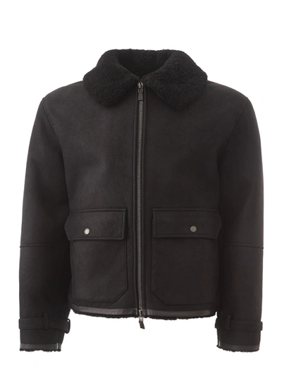 Lardini Elegant Black Sheepskin Leather Men's Jacket