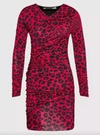 LOVE MOSCHINO LOVE MOSCHINO CHIC LEOPARD TEXTURE DRESS IN PINK AND WOMEN'S BLACK