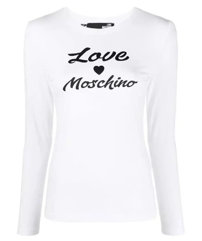 Love Moschino Chic Logo Cotton Tee By Love Women's Moschino In White