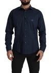 Roberto Cavalli Navy Blue Cotton Dress Formal Shirt In Blue