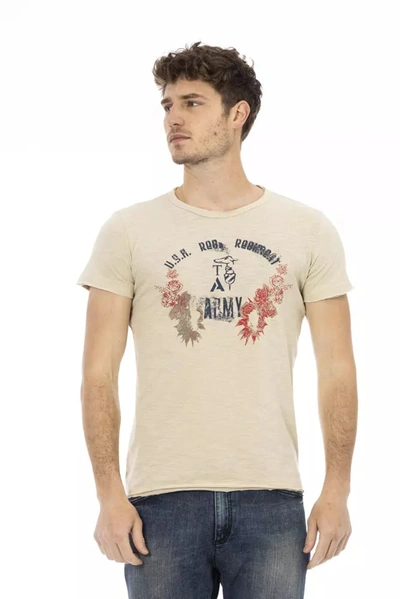 Trussardi Action Beige Short Sleeve Cotton Blend Men's T-shirt