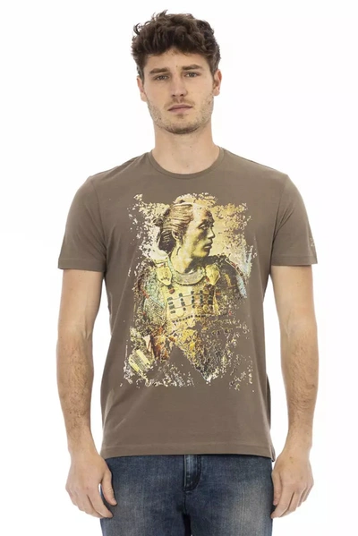 TRUSSARDI ACTION TRUSSARDI ACTION CHIC BROWN SHORT SLEEVE COTTON-BLEND MEN'S TEE