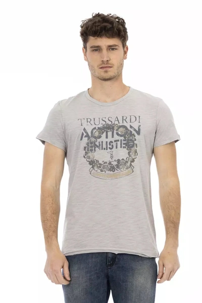 Trussardi Action Elegant Gray Short Sleeve T-shirt With Men's Print
