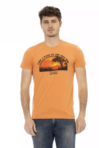 Trussardi Action Chic Orange Printed Short Sleeve Men's Tee