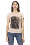 TRUSSARDI ACTION TRUSSARDI ACTION ELEGANT PINK SHORT SLEEVE TEE WITH CHIC WOMEN'S PRINT