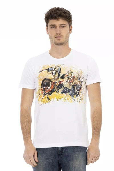 Trussardi Action Elevated Casual White Tee With Graphic Men's Accent