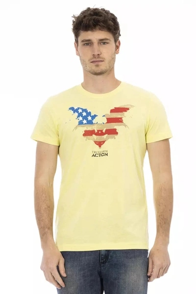 Trussardi Action Sunshine Yellow Casual Tee With Graphic Men's Print