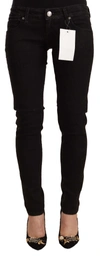 ACHT BLACK COTTON LOW WAIST SKINNY DENIM JEANS