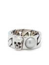 Alexander Mcqueen Skull & Pearl Ring In Silver