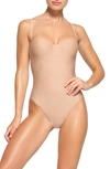 Skims Moulded Underwire Thong Bodysuit In Clay