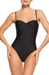 Skims Body Basics Molded Underwire Thong Bodysuit In Onyx