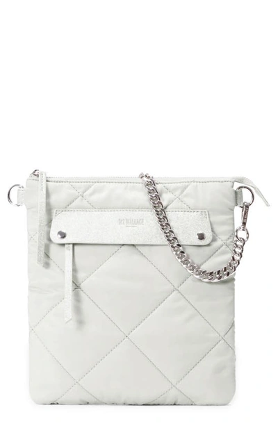 Mz Wallace Madison Quilted Flat Crossbody Bag In Silver