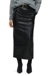 RIVER ISLAND FAUX LEATHER BELTED MIDI SKIRT