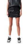 Grey Lab Women's Pu Leather Cargo Skirt In Black
