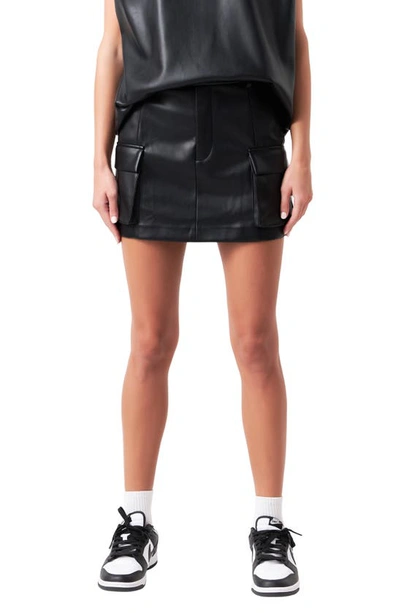 Grey Lab Women's Pu Leather Cargo Skirt In Black