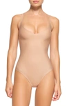 Skims Body Basics Plunge Thong Shaper Bodysuit In Clay