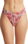 Hanky Panky Printed Signature Lace Original Rise Thong Poinsetta In Multicolor