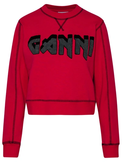Ganni Fuchsia Cotton Sweatshirt In Fucsia