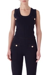 Endless Rose Women's Shank Button Knit Top In Black