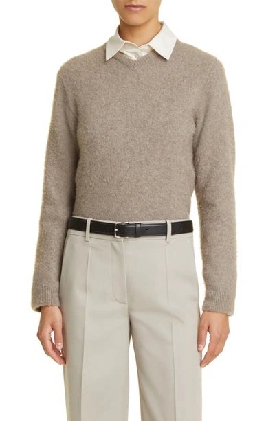 The Row Devyn Cashmere Sweater In Dirt Brown