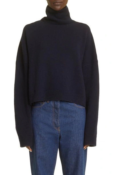 The Row Ezio Merino Wool & Cashmere Turtleneck Sweater In Dark Navy