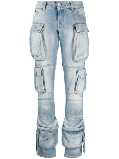 Attico The  Washed Denim Jeans In Blue