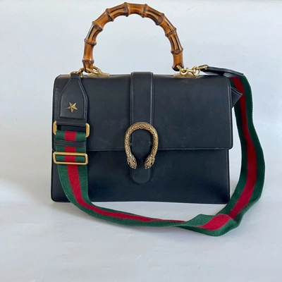 Pre-owned Gucci Dionysus Bamboo Black Leather Handbag