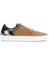 BURBERRY HOUSE CHECK AND LEATHER SNEAKERS,405411412214558